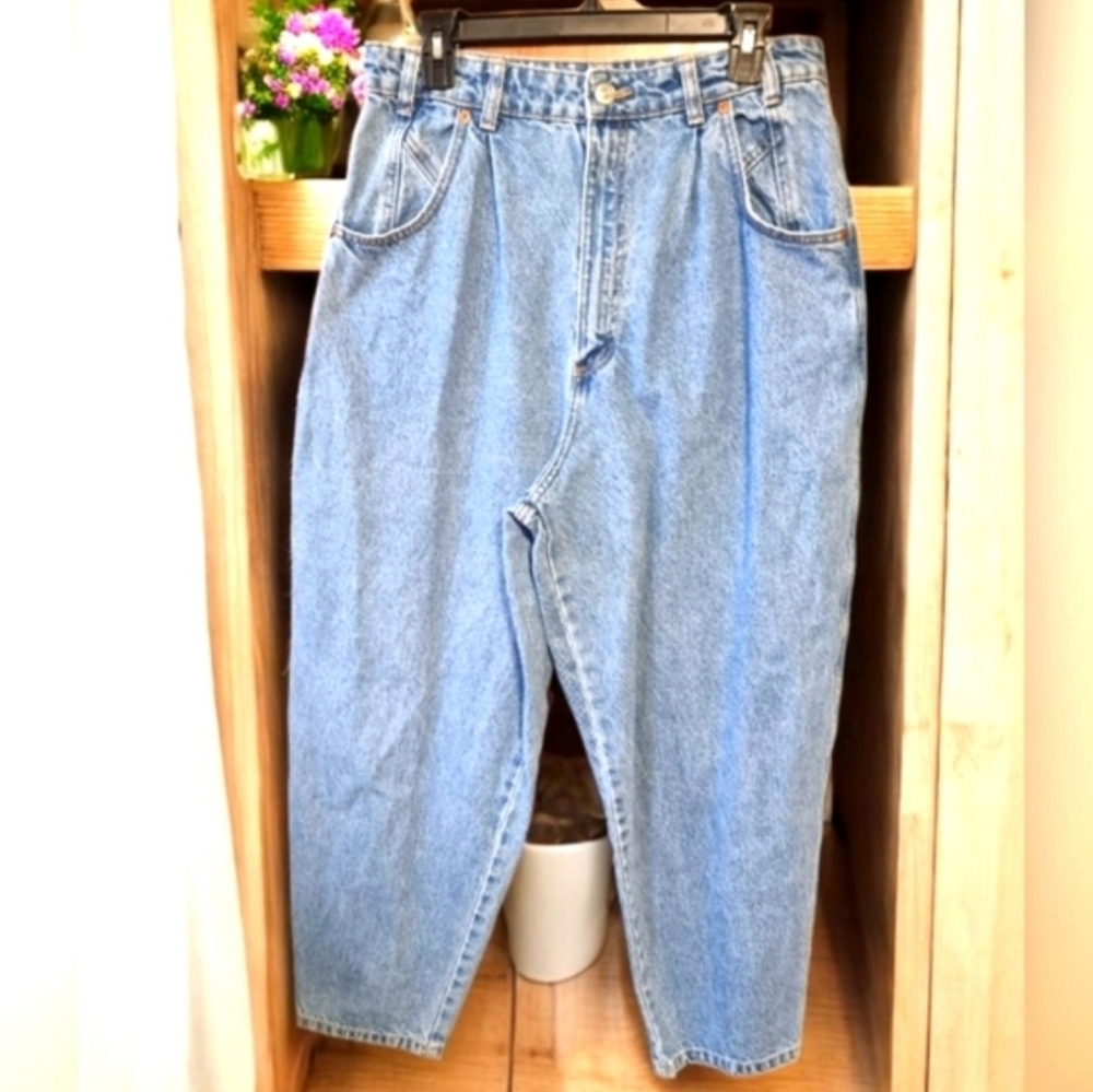 Zara Women's Baggy Paperbag Barrel High Waisted Cinch Waist Jeans Lt Blue
